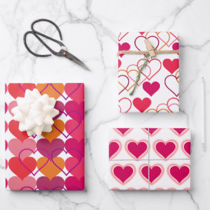 Sweet Heart Wrapping Paper Flat Sheet Set 3 Geschenkpapier Set