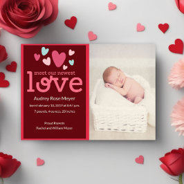 Sweet Hearts Baby Foto Geburtskarte Einladung