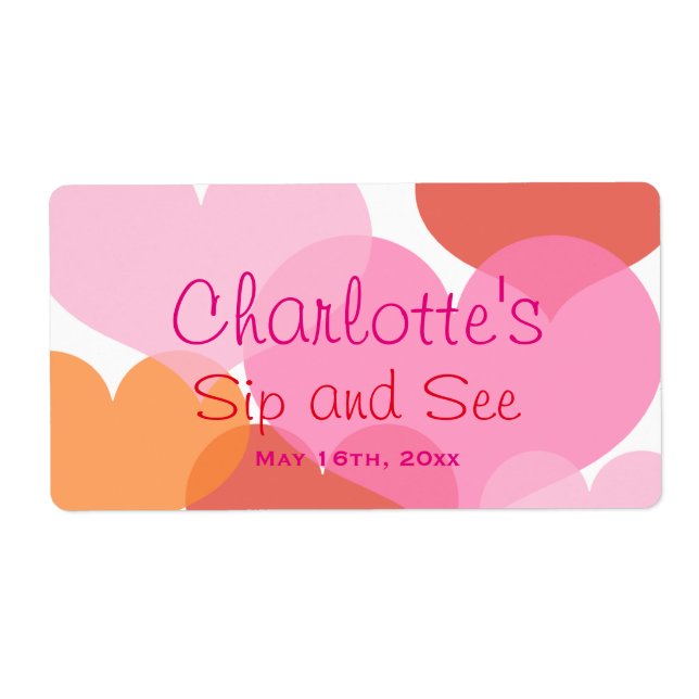 Sweet Hearts Baby Sip und See Water Bottle Labels (Vorne)