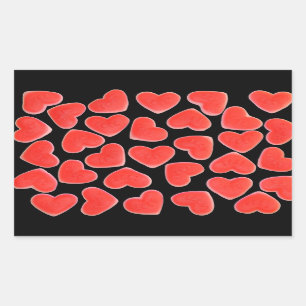 Sweet Hearts Black Aufkleber Rechteck