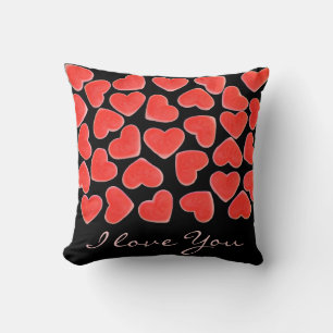 Sweet Hearts Black "I Liebe You"-Skript-Quadrat Kissen