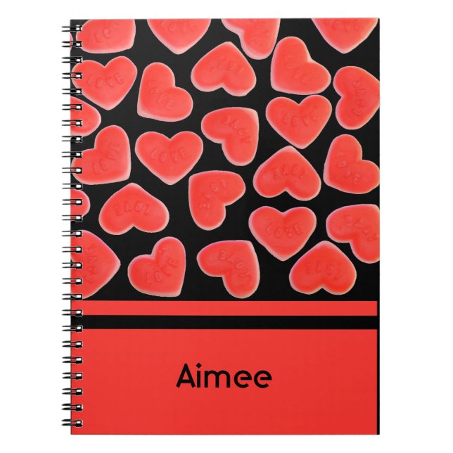 Sweet Hearts Black "Your Name" Notebook Notizblock (Vorderseite)