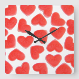 Sweet Hearts clock square Quadratische Wanduhr