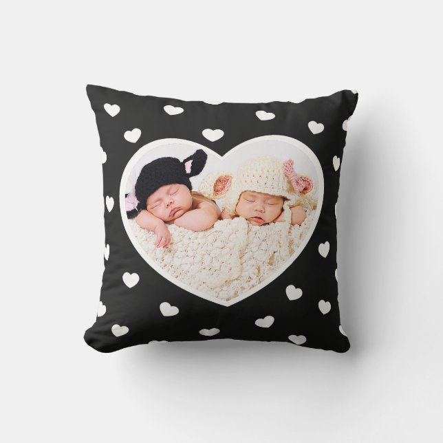 Sweet Hearts Custom Foto Kissen / Kohle (Vorderseite)