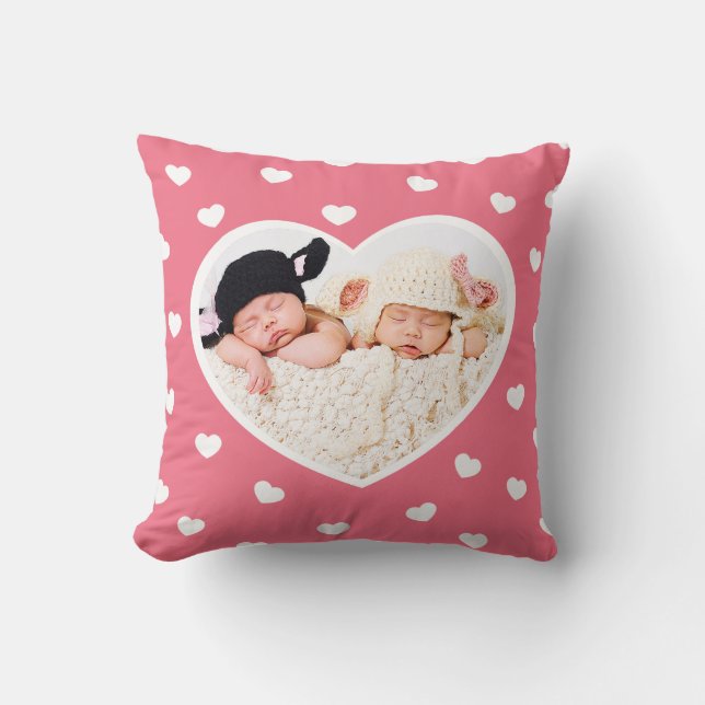 Sweet Hearts Custom Foto Kissen / Pink (Vorderseite)