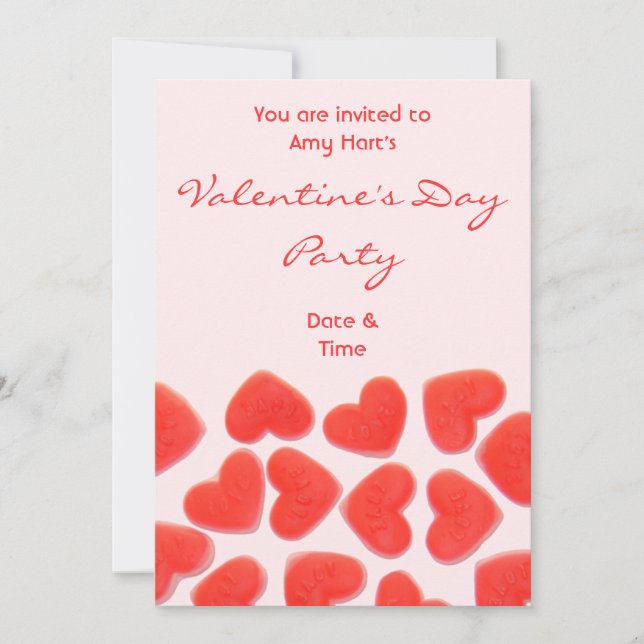 Sweet Hearts Pink 'La Saint Valentin' invitation (Devant)