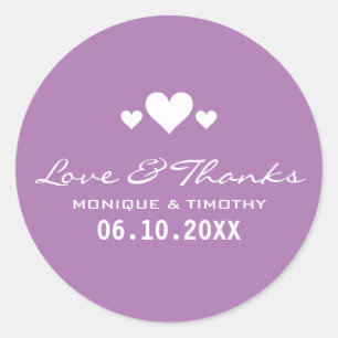 Sweet Hearts Soft Lila Wedding Vielen Dank Runder Aufkleber