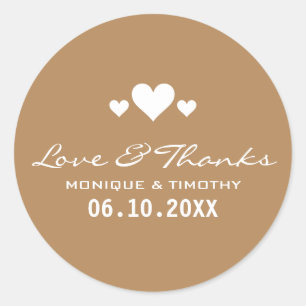Sweet Hearts Tan Brown Wedding Vielen Dank Runder Aufkleber