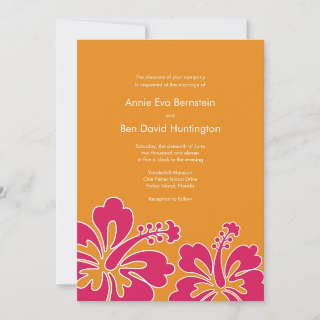 Sweet Hibiskus Hochzeitskarte Einladung (Vorderseite)