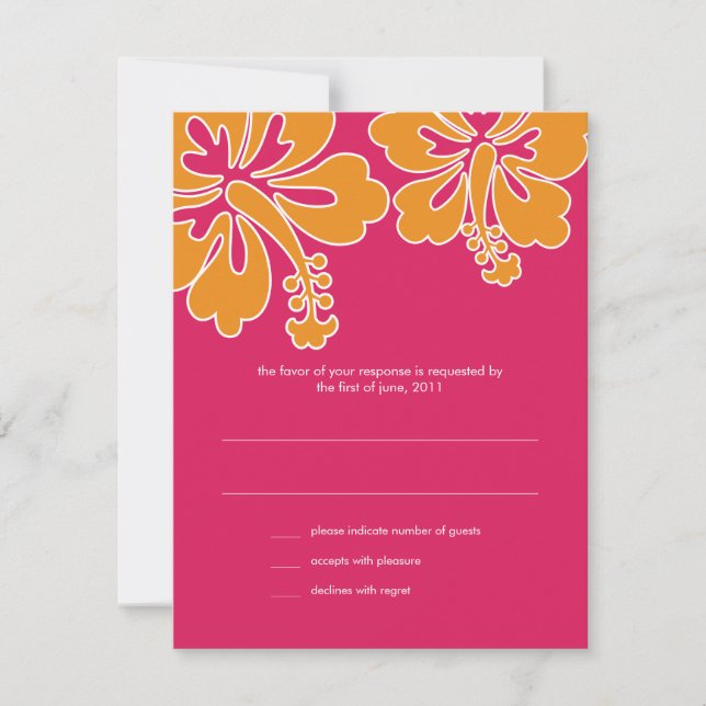 Sweet Hibiskus Wedding RSVP Card (Vorderseite)