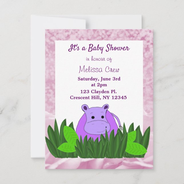 Sweet Hippo Baby shower Invitation (Devant)