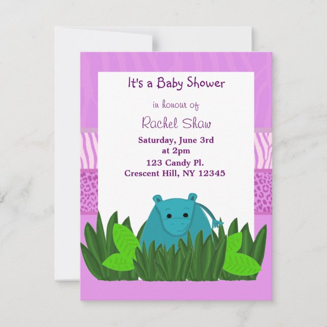 Sweet Hippo Baby shower Invitation (Devant)