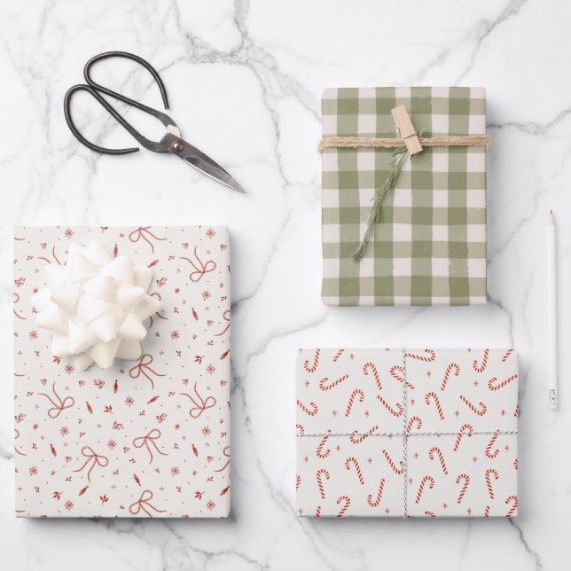 Sweet Holiday Charm Wrapping Paper Set Geschenkpapier Set (Vorderseite)