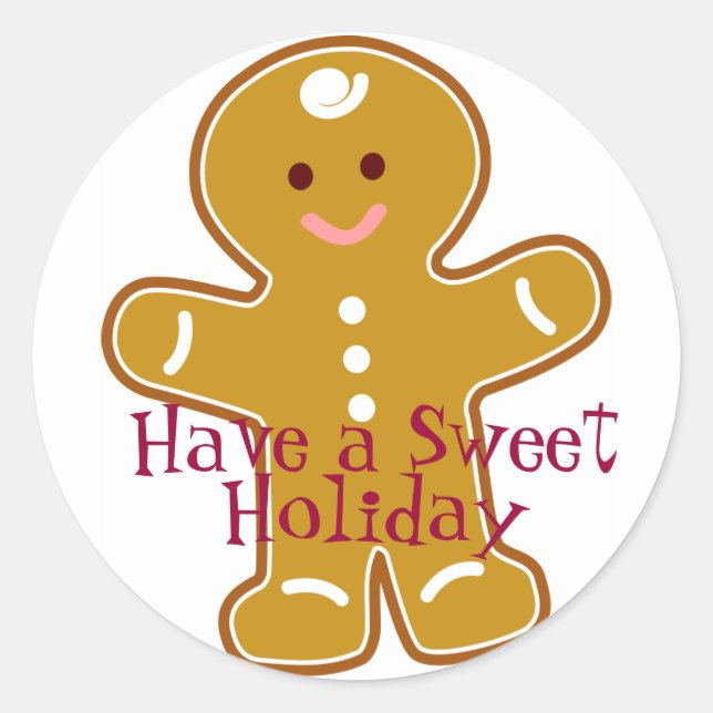 Sweet Holiday Gingerbrot Man Label Runder Aufkleber (Vorderseite)