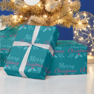 Sweet Holiday Türkis und Rosa frohe Weihnachten Geschenkpapier