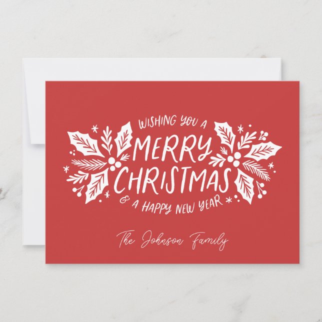 Sweet Holly Greenerity Christmas Red Feiertagskarte (Vorderseite)