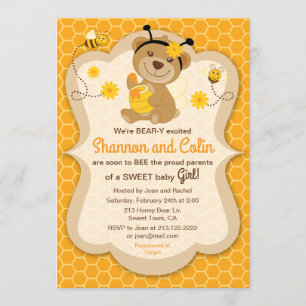 Sweet Honey Bear Baby Shower Einladung