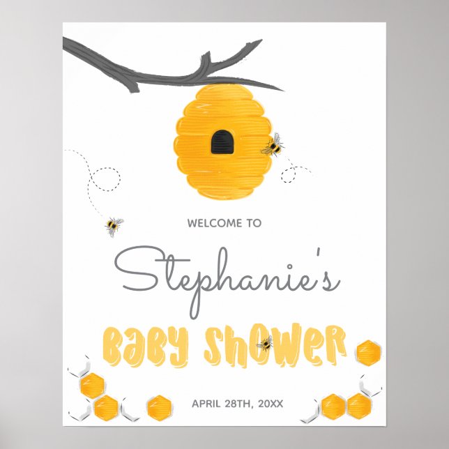 Sweet Honey Bee Gender Neutral Baby Dusche Willkom Poster (Vorne)