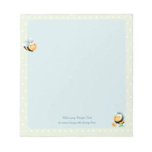 Sweet Honey Bee Illustration Kids Notepad Notizblock