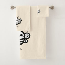 Sweet Honey Bee - Kawaii Kinderzimmer Line Art Badhandtuch Set