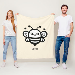 Sweet Honey Bee - Kawaii Kinderzimmer Line Art Fleecedecke