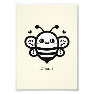 Sweet Honey Bee - Kawaii Kinderzimmer Line Art Fotodruck