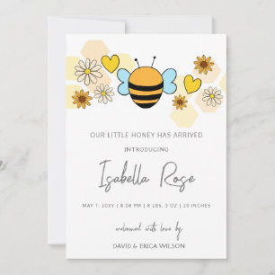Sweet Honey mignonne Nouveau bébé Faire-part de na