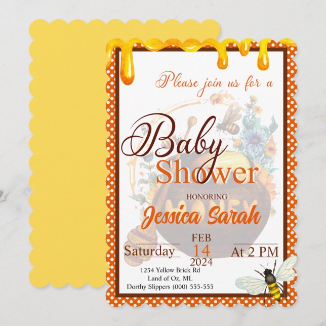 Sweet Honeybee Baby Shower Einladungen (Vorne/Hinten)