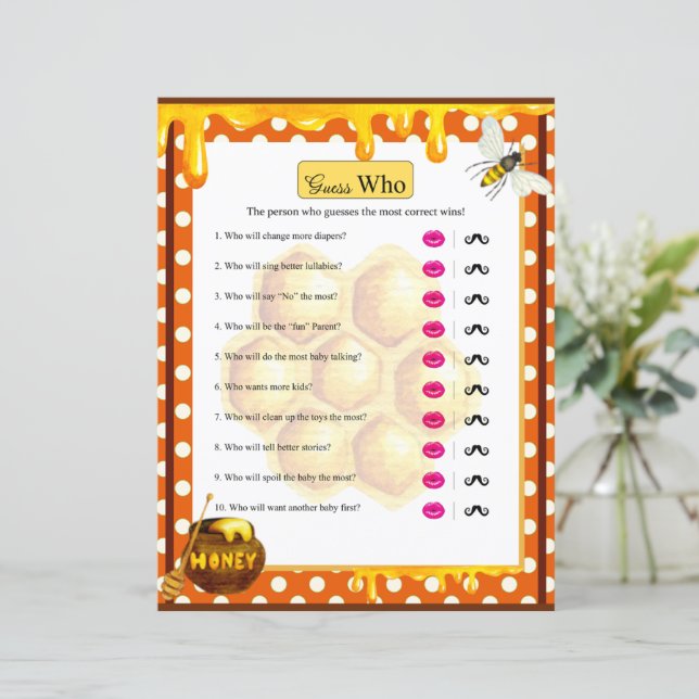 Sweet Honeybee Baby Shower rät, wer spielt (Stehend Vorderseite)