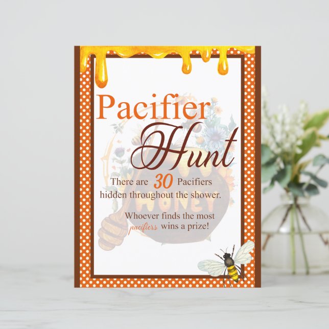 Sweet Honeybee Baby Shower Schnuller Hunt Game (Stehend Vorderseite)