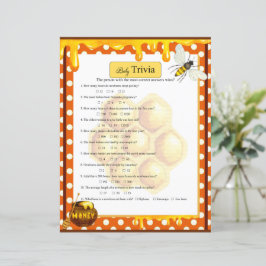 Sweet Honeybee Baby Shower Trivia Game