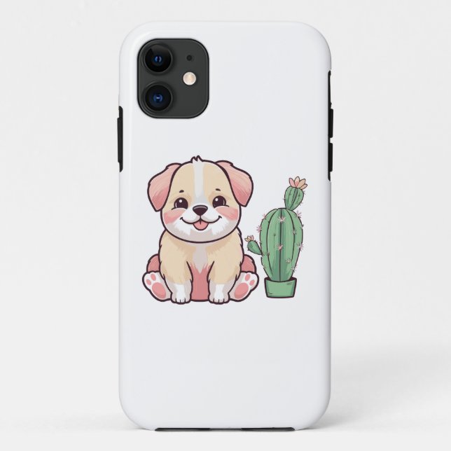 Sweet Hund mit Kaktus Case-Mate iPhone Hülle (Rückseite)