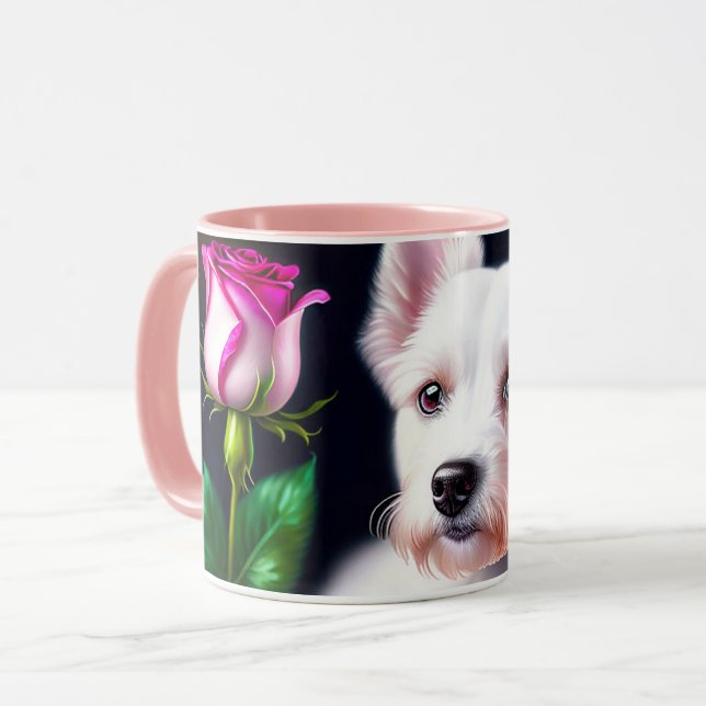 Sweet Hund und Rose Tasse (Vorderseite Links)