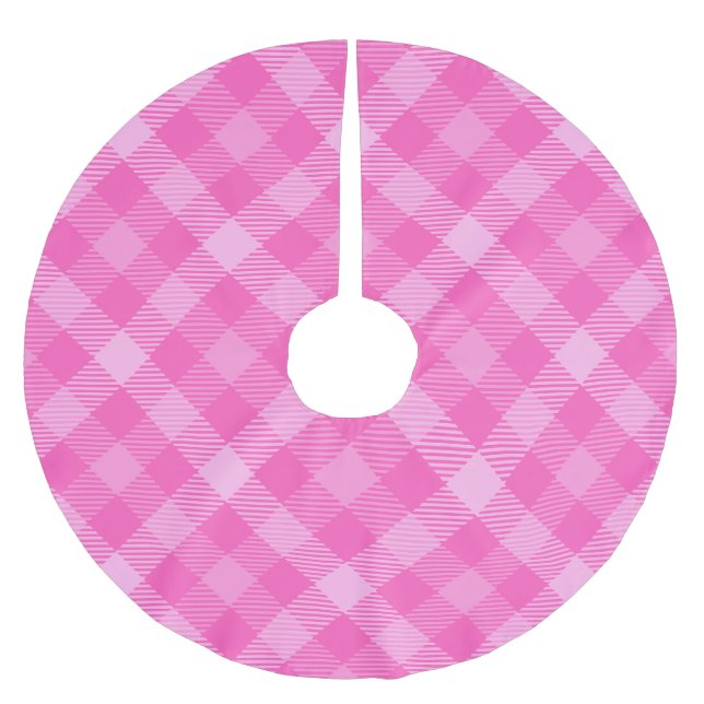 Sweet Hütte Lila und Rosa Weihnachten Polyester Weihnachtsbaumdecke (Vorderseite)