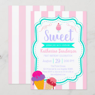 Sweet Ice-Cream Baby Sprinkle Candy Shop Geburtsta Einladung