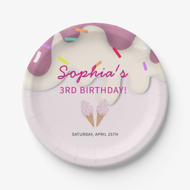 Sweet Ice Cream Birthday Pappteller (Vorderseite)