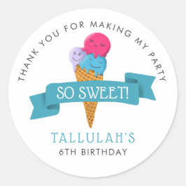 Sweet Ice Cream Birthday Party Gefallen Runder Aufkleber