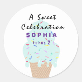 Sweet Ice Cream Birthday  Runder Aufkleber