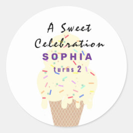 Sweet Ice Cream Birthday  Runder Aufkleber