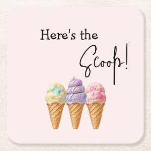 Sweet Ice Cream Summer Here Scoop Baby Dusche Rechteckiger Pappuntersetzer