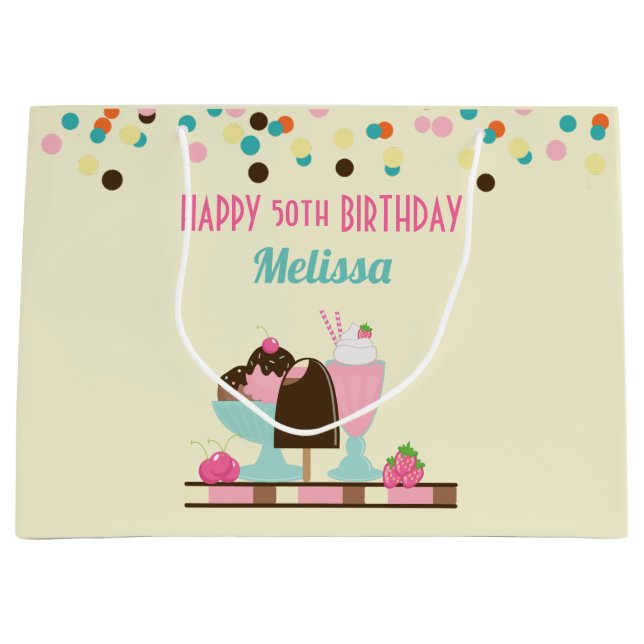 Sweet Ice Cream Sundae & Strawberry Float Große Geschenktüte (Vorderseite)