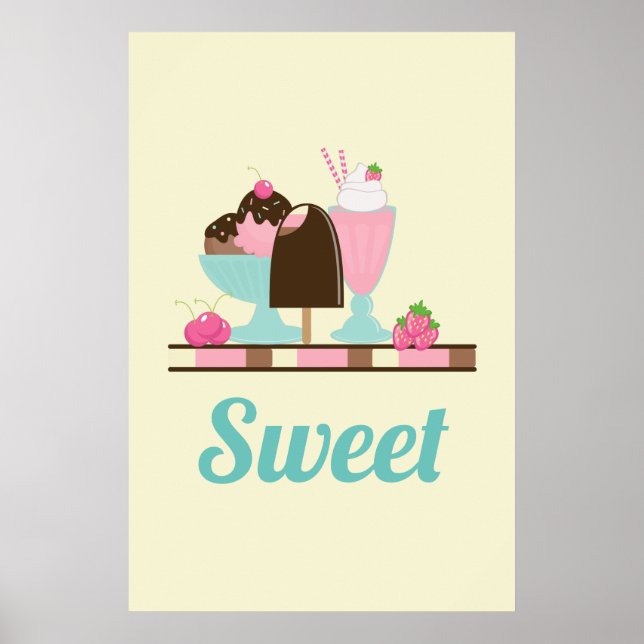 Sweet Ice Cream Sundae & Strawberry Float Poster (Vorne)