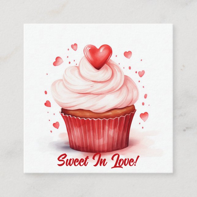 Sweet In Love Hearts Cupcake Carte Saint-Valentin (Devant)