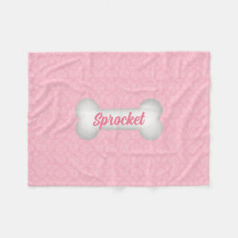 Sweet in Pink Damask Dog Bone Fleecedecke