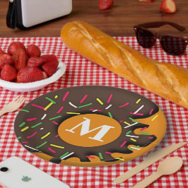 Sweet Indulgence - Personalisiertes Donut Monogram Pappteller