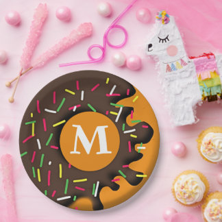 Sweet Indulgence - Personalisiertes Donut Monogram Pappteller