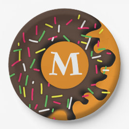 Sweet Indulgence - Personalisiertes Donut Monogram Pappteller