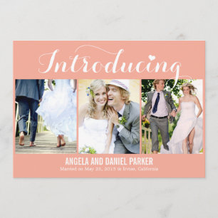Sweet Introduction Wedding Announcement - Peach Einladung