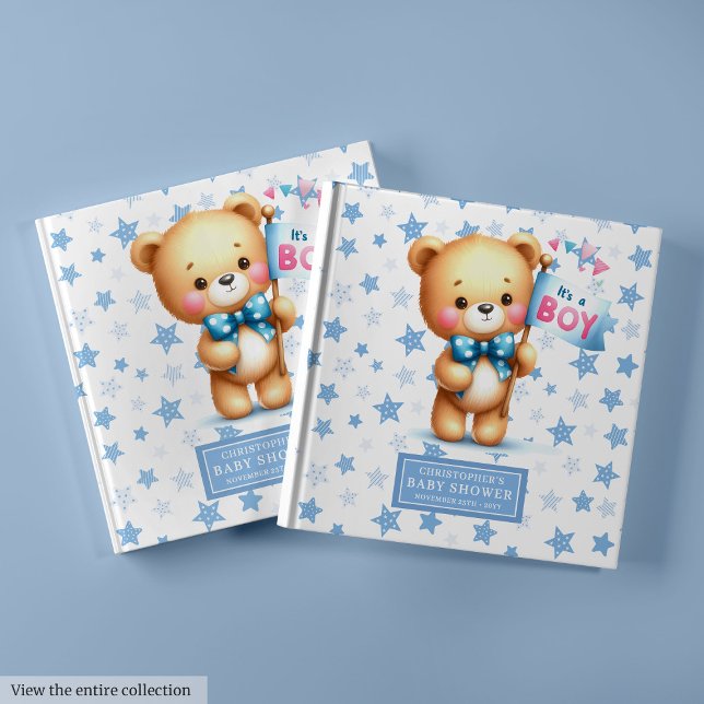 Sweet It's a boy teddy Bär Gästebuch für Baby (Gentle It’s a boy teddy bear baby shower memory book)