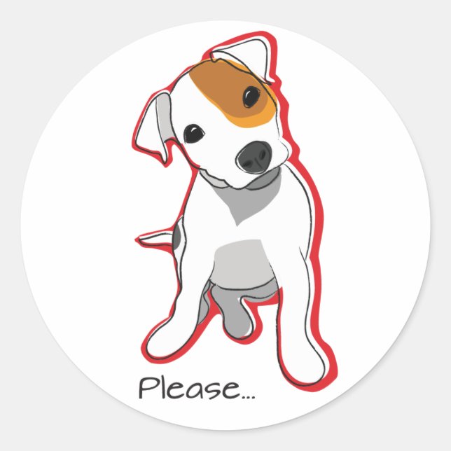 Sweet Jack Russell Puppy Sticker "Please" (Devant)